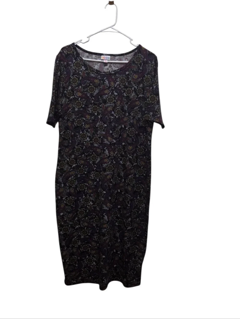 NEW LuLaRoe Julia Dress XL Black Paisley Boho Stretch Sheath Pencil Midi USA